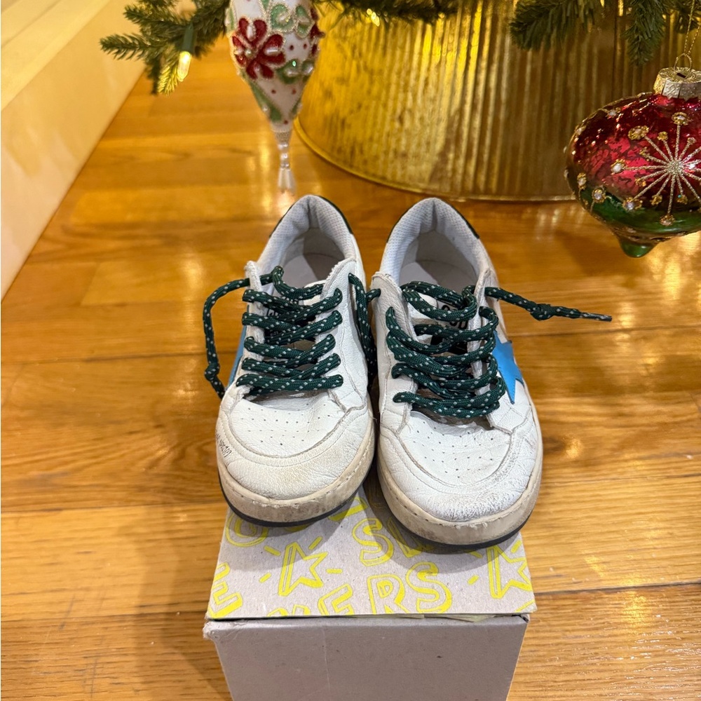 Kids GOLDEN GOOSE White and Green Sneakers